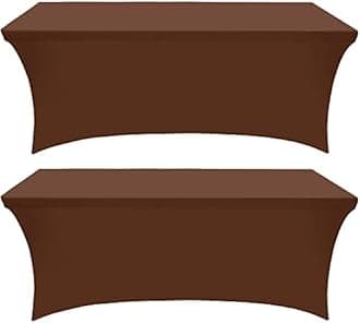 Utopia Kitchen Spandex Tablecloth 2 Pack [6FT, Light Coffee] Tight, Fitted, Washable and Wrinkle Resistant Stretch Table Cloth Rectangle Cover for Trade Show, Weddings & Parties [72Lx30Wx30H Inch]