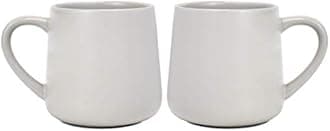 Bosmarlin Large Glossy Ceramic Coffee Mugs Set of 2, Tea Cup for Office and Home, 18 oz, Suitable for Dishwasher and Microwave(Gray, 2)