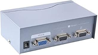 DTECH Powered 1 In 2 Out VGA Video Splitter Distribution Amplifier 250MHz Supports High Resolution up to 1920x1440