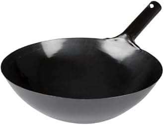 Winco Chinese Wok with Integral Handle, 14-Inch, Black