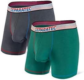 Separatec Men's Dual Pouch Underwear Single-Sided Moisture Transported Boxer Briefs 2-3 Pack(L,Dark Grey/Emerald)