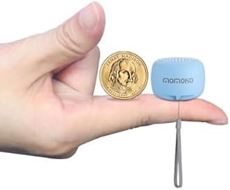 Momoho Mini Bluetooth Speaker with Camera Remote Control For Smartphones, TWS Pairing Stereo Bluetooth Speaker, Portable Bluetooth Speaker Wireless(Mini Round, Blue)