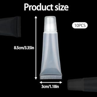 Hariendny 10 Pack Refillable Travel Toothpaste Tube Empty Lip Gloss Tubes 10ml Small Squeeze Bottles Mini Cosmetic Tubes Clear Soft Empty Lip Balm Containers Mini Lipgloss Cream Dispenser