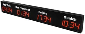 World Time Zones Clock, LED Digital Multiple Time Zones Clock, 3/4/5 Cities World Time Wall Clock, for Hotels/Enterprises/airports,4City-Red