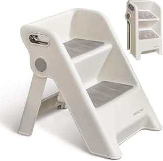 Seafront Foldable 2-Step Stool for Kids -Potty Seat Training Aid with Safety Handles,Durable - Perfect for Potty Training, Bathroom Sink,Kitchen Stand Stool & Bedroom Step Stool