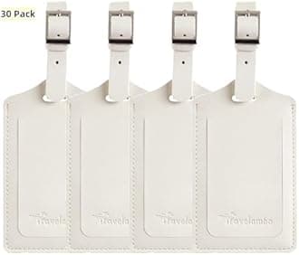 Travelambo Luggage Tags for Suitcases PU Leather Travel Tags Bag Tags Privacy Protection Travel Essentials