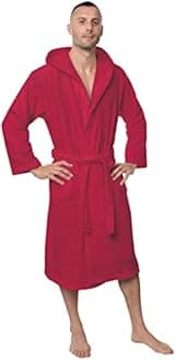 Twinzen Men's Bathrobe, 100% Cotton (350 g/m²) Oeko-Tex® Certified, Bathrobe with Hood, 2 Pockets, Belt
