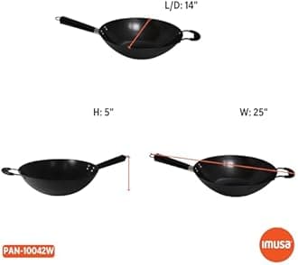 Imusa USA 14" Traditional Nonstick Coated Wok with Triangle Helper Handle