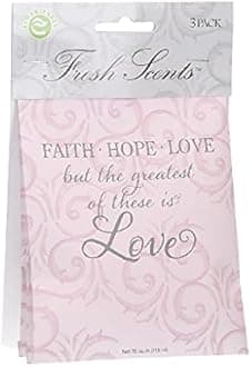 Willowbrook | Fresh Scents Scented Sachet Packet | Faith Hope Love | Air Freshener Bags for Drawers, Closets, Cars | 3 Pack | Long Lasting Home Fragrance