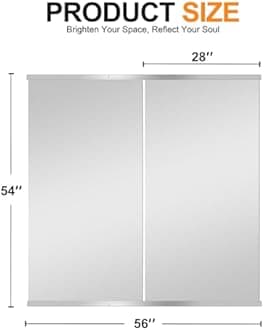 Delma Home Gym Mirror, 54''x30''x2PCS, Large Full Body Mirror for Gym Yoga, Glass Frameless Mirror for Wall Mounted, Wall Mirror for Home Gym, Garage, Bedroom, Bathroom (Glass - 54'' x 30'' - 2PCS)