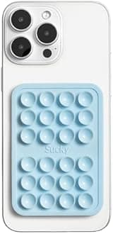 Magnetic Suction Cell Phone Case Grip for MagSafe Case, Removable for Wireless Charging, Durable Magnet Silicone Portable Mount Stand Phone Accessory for iPhone and Android - Baby Blue