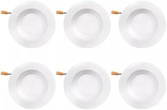 Generic AES IBRIGHT 5""&6"" in. 2700K White Integrated LED Warm White Recessed Ceiling Light Fixture Retrofit Downlight Trim, 91 CRI 10W 75W equivalent 6pack, Aes6-10W-27h-6pc