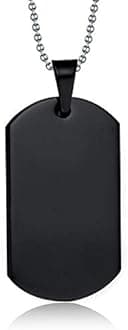 Stainless Steel Plain Black Army Dog Tag Pendant Necklace for Men and Boys