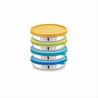 STEELLOCK Stainless Steel Airtight Container | Leak Proof Container/Storage/Lunch Box with Lid | BPA Free, Durable & Rust-Proof | SL-41-set of 4, 550ml each, Multicolor