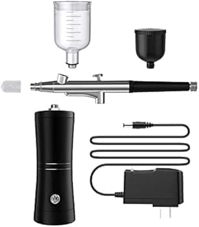 Cake Airbrush Decorating Kit from Futebo: Portable Cordless Air Brush Gun Set with 12 Vivid Airbrush Liquid Food Colors, Decorate Cakes, Desserts or Other Baking Food(Color: Black)