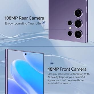 Unlocked Phones F25 Ultra, 12GB + 512GB, 5G Android 14 Phone, 6.9" OLED Display, 108MP+48MP Camera, Large Battery 5000mAh, Built-in Pen, Face ID, GPS, Dual SIM Smartphone (Grey)