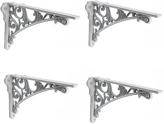 Decorative Shelf Bracket 12 inch White Brackets for Shelving Solid Heavy Duty Vintage DIY Projects Hardware Included 4 Pack Heavy-Duty Shelf-Brackets