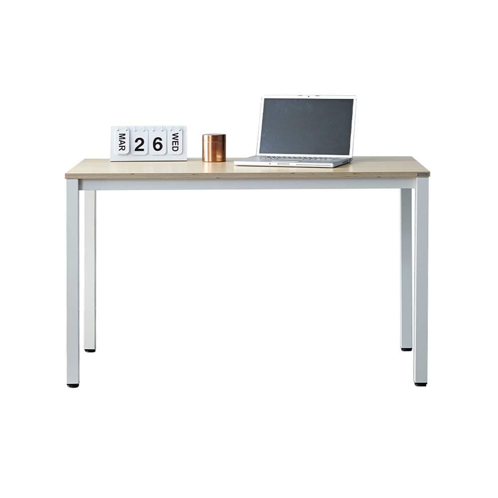 SOFSYS Multi-Functional Computer Desk Workstation Table, Alpha Series, Industrial Home Office Design for Writers, Video Gaming, Designers and Entrepreneurs, Large Desktop with Metal Frame, Oak/White