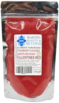 Baking Beauty and Beyond Premium Candy Floss Sugar 100g - Valentines Red Strawberry Flavour