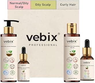 VebixProfessional Customised Regimen -4 Ayurvedic Product Kit - HairFallControl- AntiHairFall Neem Oil +Lotus AntiHairfall Shampoo + Hair Growth Serum & Face Glow Serum (280ml) (Oily Hair)