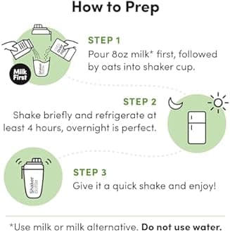 Oats Overnight Cookies & Cream - Overnight Oats with 20g Whey Protein, High Fiber Breakfast Protein Shake - Gluten Free Oatmeal, Non GMO High Protein Oatmeal (2.7 oz per Meal) (8 Pack + BlenderBottle)