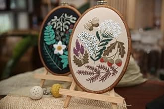 Maydear 4 Pack Embroidery Starter Kit with Pattern, Stamped Cross Stitch Kits for Beginners Adults with Embroidery Hoop and Instructions, Hand Embroidery Kit Cross Stitch Kits Stamped