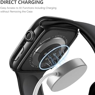 Misxi 2 Pack Tempered Glass Case Compatible for Apple Watch Series 11 (2025) Series 10 46mm, Hard PC Screen Protector Overall Protection Scratch-Resistant Cover for iWatch, 1 Jet Black + 1 Transparent