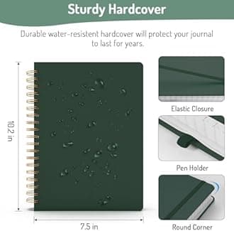 Forvencer Lined Spiral Journal Notebook with 300 Numbered Pages, B5 College Ruled Thick Journals for Writing with 100GSM Paper, Hardcover Notebooks with Contents for Work, School, Women, Men, Dark