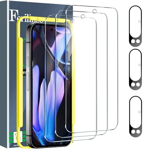 Ferilinso 3 Pack Full Coverage Screen Protector for Google Pixel 9 Pro XL [Phone Case Friendly], 3 Pack Camera Lens Protection Accessories in