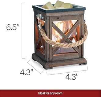 Candle Warmers Etc. Illumination Fragrance Warmer (Walnut/Rope) – Bulb Warmer for Warming Scented Candle Wax Melts and Tarts – Freshen Rooms with Flame-Free Fragrance