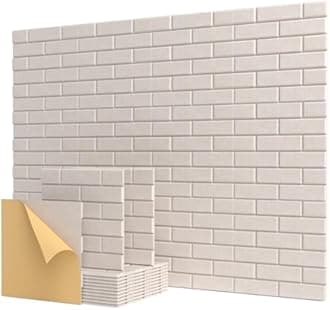 Kuchoow Soundproof Wall Panels, Sound Proof Panels for Wall,12 Pack Acoustic Panels Sound Absorbing Self Adhesive, Brick Acoustic Wall Panels for Home, Room, Ceiling, 12"×12"×0.4", Beige