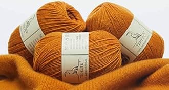 TEHETE 100% Merino Wool Yarn for Knitting 3-Ply Luxury Warm Soft Lightweight Blue Crochet Yarn (Ginger)