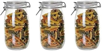 Ash & Roh® - Clear Glass Jar And Container With Air Tight Lid Storage of Spices and Dry Fruit (1500 ML ROUND, 4)