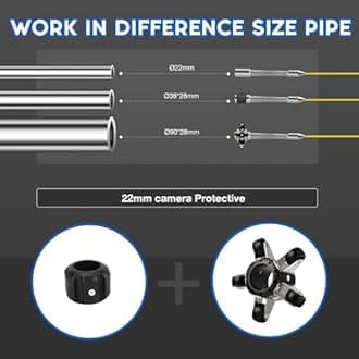 Sewer Camera,0.9in/22mm Pipe Inspection Camera with 12pcs LEDs Light, 4.3" Screen 1000TVL Plumbing Snake Borescopes with 4500mAh Battery DVR Recorder, Included 16GB Card (66FT/20M)