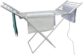 Highlands Electric Heated Clothes Dryer Folding Energy-Efficient Indoor Airer Wet Laundry Drying Horse Rack, Silver