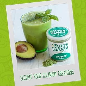 Super Garden Freeze Dried Spinach Powder - Natural Greens Rich in Vitamins & Minerals - Pure Vegan Powder for Smoothies, Baking & Cooking - No Additives or Preservatives - 40g