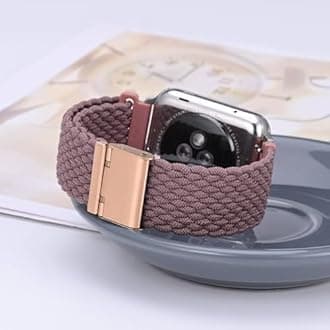 WOCCI 18mm Braided Nylon Watch Band for Men and Women, Quick Release, Rosegold Stainless Steel Buckle (Woodrose)