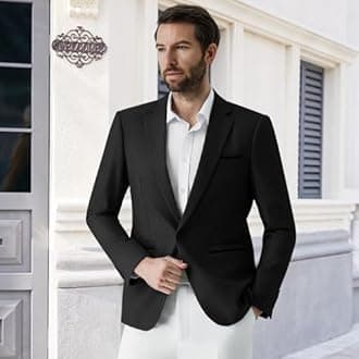 Autsel Mens Blazer 1 Button Casual Slim Fit Blazer Jacket Business Lightweight Suit Jackets Wedding Tuxedo