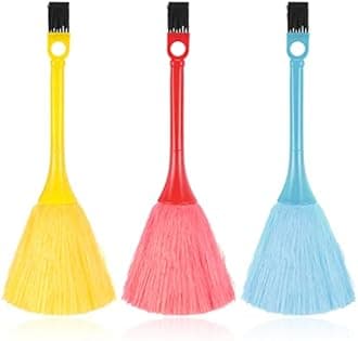 3 Pack Fluffy Microfiber Delicate Kitchen Duster Anti Static Laptop Keyboard Brush Mini Microfiber Duster Small Dusting Wand Multifunction Screen Brush for Electronic Equipment, Blue, Yellow, Red