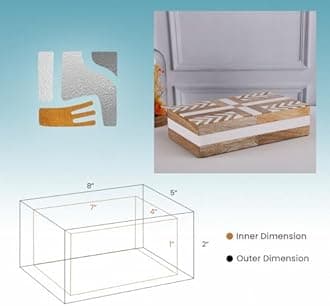 Handicrafts Home Decorative Keepsake Box 8x5 – Small Organizer Box with Lid, Boho Decorative Storage, Retro Memory Box, Unique Coffee Table Décor, Jewelry or Trinket Box, Modern Shelf Decorative Box