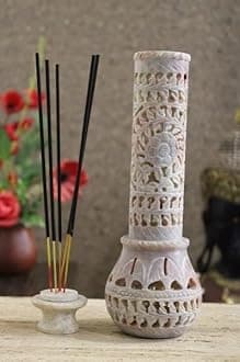 KC KULLICRAFT Marble Incense Stick Holder (10.5 inch, Beige)