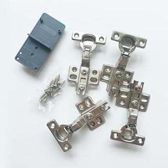 LOOTICH 90 Degree Inset 26 mm Soft Close Hinge with Hydraulic Damper for Kitchen Cabinet Cupboard Wardrobe Light Door Automatic Hinges with Cushioning Pack of 4 with Drilling Template