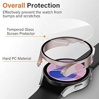 Amizee 2 Pack Screen Protector Case Compatible with Samsung Galaxy Watch 5/Galaxy Watch 4 Case 40mm, with Built-in Screen Protector Hard PC Ultra Thin Anti-Scratch Protective Cover (Rose Gold/Clear)