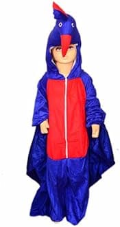 Polyester Animal Dress For Kids | Wild Animal Costume For Boys & Girls | School Function Theme Party Fancy Dress 2-8 Years (4-5 Years, Peacock), Multicolor