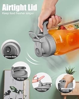 OneDream Glass Pitcher with Lid – 64oz Glass Mason Jar Pitcher with Wide Mouth, Airtight Seal, Leak-Proof, Spout Design – Ideal for Iced Tea, Sun Tea, Cold Beverages, and Home Entertaining