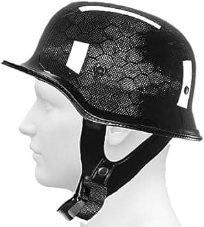 RUANLOV Vintage German Motorcycle Half Helmet, ECE/DOT Approved Adult Men Women Retro Open Face Helmet, with Adjustable Quick Release Buckle, for Bicycle Cruiser Scooter (A M)