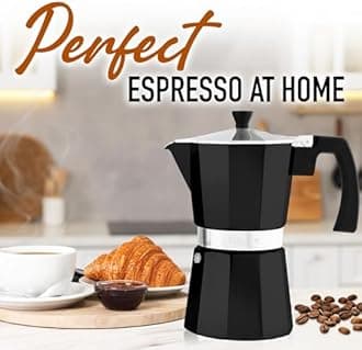 Zulay Moka Pot Espresso Stovetop Coffee Maker - Leak-Proof, Stainless Steel, Easy to Clean, Heat Resistant Handle & Knob - for Authentic Cuban & Italian Style Espresso - Makes 6 Espresso Cups - Black