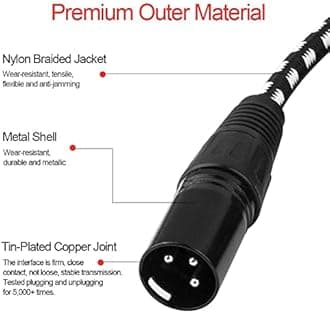 VANDESAIL XLR Cables, XLR Microphone Cable 3ft 4 Pack, Braided Balanced Mic Cable Male to Female 3 Pin Connector for Microphones, Mixer, Speaker Systems and More
