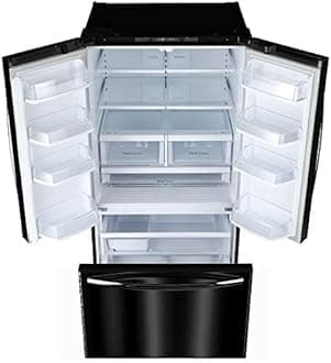 Winia WRFS26ABBD French Door Non-Dispenser Refrigerator, 26.1 Cu.Ft, Black