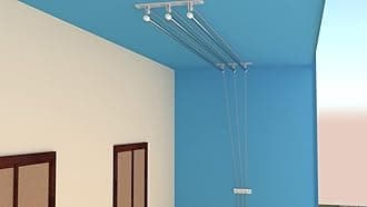 Deluxe Heavy Duty Stainless Steel Ceiling Hanger/Ceiling Cloth Drying Stand with UV Protected Nylon Ropes Rust Proof Individual Dropdown (4Feet 3Lines)